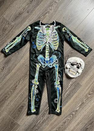 Карнавальный костюм скелет скелетик 3 4 года на хеловин1 фото