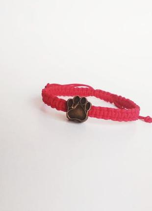 Плетеный браслет-оберег (красная нитка) ′catpaw′
