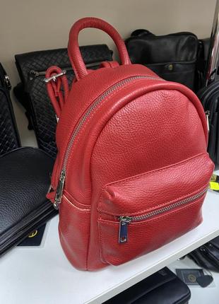 Рюкзак красный яркий кожаный рюкзак рюкзак шкіряний жіночий5 фото
