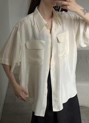 Идеальная молочная винтажная рубашка шелк5 фото