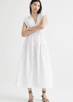 Белое платье-миди h&amp;m 1066655 размер хл л xl l хлопковое коттоновое