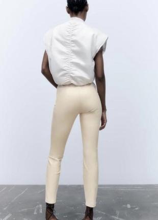 Zara штани штаны кожаные бежевые бежеві шкіряні зара м5 фото