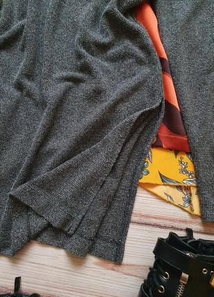 Натуральна подовжена светр кофта туніка з розрізами меланж9 фото