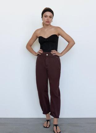 Джинсы с высокой посадкой baggy от zara, 32р, оригинал, испания