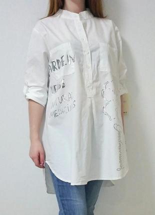 Рубашка белого цвета надписи серебро италия1 фото