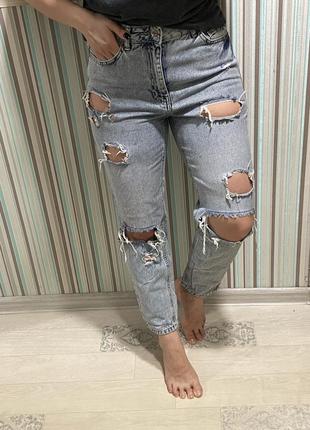 Светлые рваные джинсы lc waikiki jeans mom