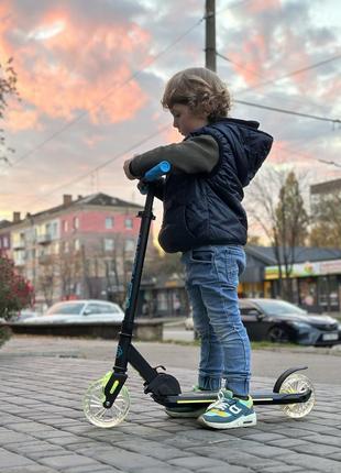 Самокат двухколесный best scooter колеса 14,5 см свет. вилка синий