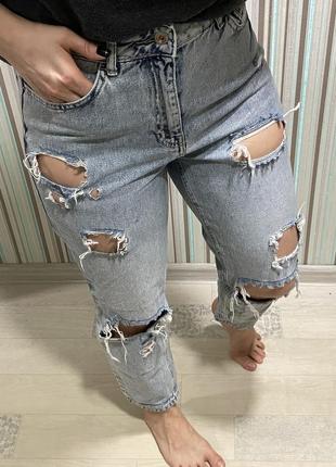 Светлые рваные джинсы lc waikiki jeans mom2 фото