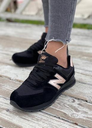 New balance 574 black gold1 фото