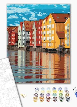 Картина по номерам 40х50 на деревянном подрамнике "цветные дома в гданьске" bs52444