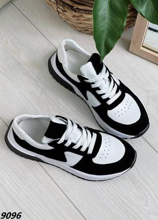 Білі чорні кросівки на високій підошві  з натуральної замші шкіри4 фото