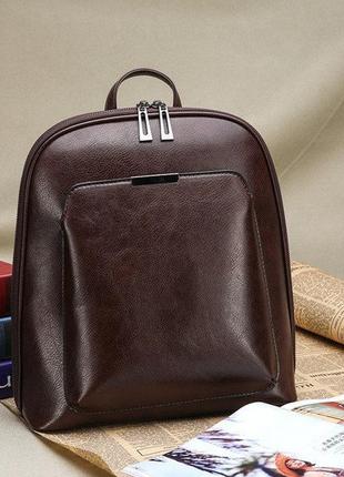 Стильний жіночий рюкзак міський сумка 2 в 1. якісний рюкзачок сумочка чорний коричневий2 фото