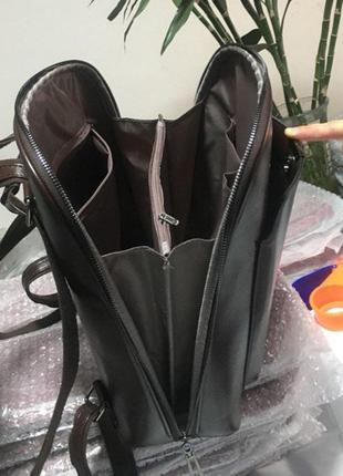 Стильний жіночий рюкзак міський сумка 2 в 1. якісний рюкзачок сумочка чорний коричневий8 фото
