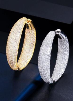 💎 шикарные серьги золотые кольца инкрустированные камнями сережки камни бижутерия люкс переливы бриллиант5 фото