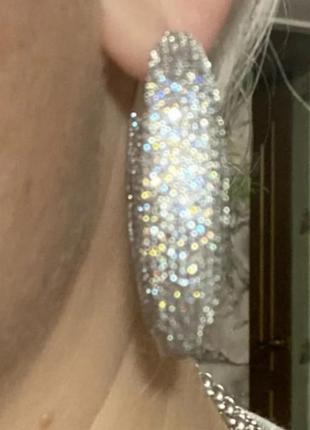 💎 шикарные серьги золотые кольца инкрустированные камнями сережки камни бижутерия люкс переливы бриллиант3 фото