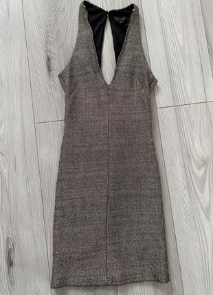 Платье металлическое короткое коктельное люрексовое облегающее платье