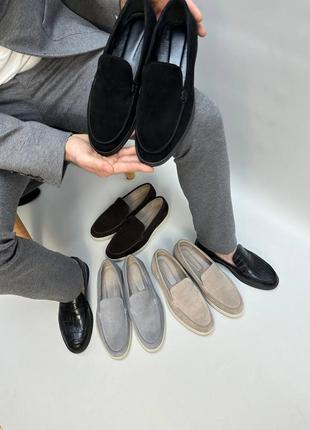 Чорні замшеві чоловічі лофери туфлі макасини