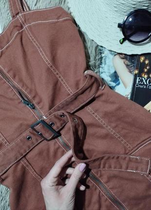 Шикарный джинсовый сарафан на молнии с поясом/платье/платье5 фото