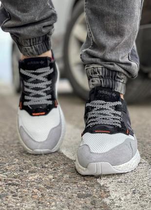 Кроссовки adidas nite jogger boost 3m черно-серые4 фото