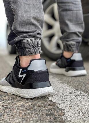 Кроссовки adidas nite jogger boost 3m черно-серые5 фото