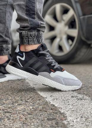 Кроссовки adidas nite jogger boost 3m черно-серые2 фото