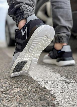 Кросівки adidas nite jogger boost 3m чорно-сірі6 фото