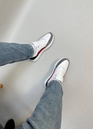 Белые кожаные мужские кроссовки кеды макасины8 фото