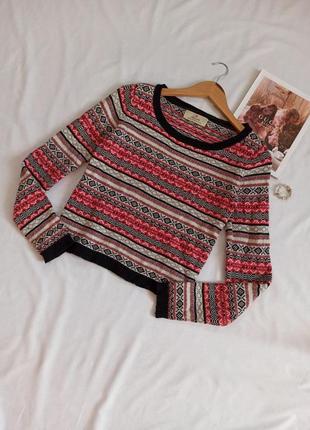 Полосатый свитер с орнаментом/шерсть1 фото