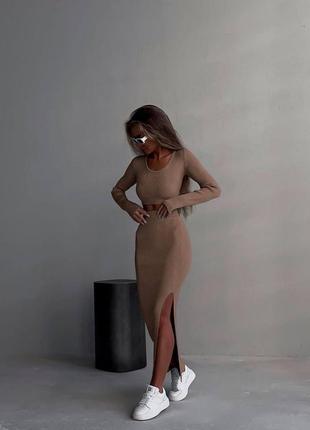 Костюм облегающий кофта с длинным рукавом юбка длинная с распоркой6 фото