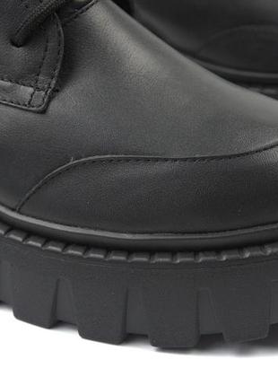 Женская обувь больших размеров 40-44 ботинки кожаные черные на меху на платформе cosmo shoes kate 2 black bs7 фото