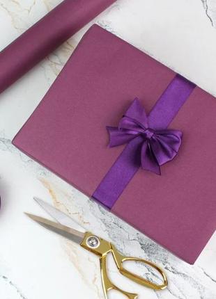 Пакувальний папір подарунковий крафт фіолетовий, рулон 8 м*70 см, щільність 70 г/м²