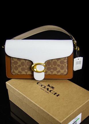 Сумка шкіряна coach tabby shoulder bag 26 with signature canvas tan ivory