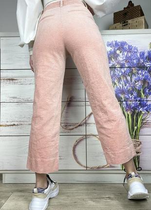 Пудровi-рожеві вельветові брюки кюлоти на високій посадці 1+1=36 фото