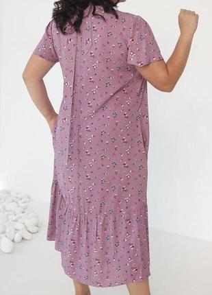 Нарядное однотонное шифоновое женское платье миди большого размера цвет марсала, бордовый2 фото