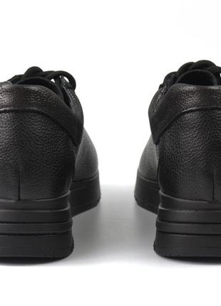 Черные кожаные кроссовки повседневные женская обувь больших размеров 40-44 cosmo shoes mazza y black leater bs5 фото