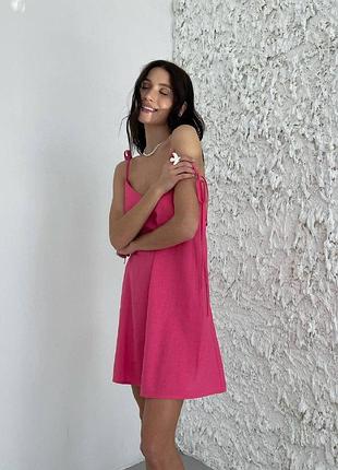 Жіночиий одяг сарафан сукня лляний одяг рожевий xs-s m-l