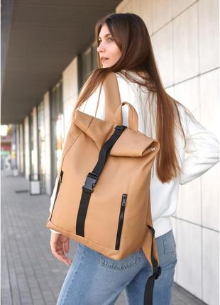 Жіночий рюкзак sambag rolltop one бежевий3 фото