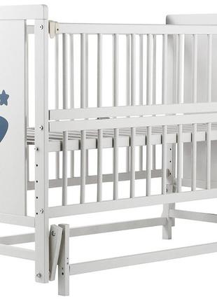 Ліжко babyroom зірочка z-02 маятник, відкидний бік бук білий3 фото