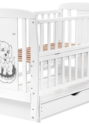 Ліжко babyroom песик dsmyo-3 маятник, ящик, відкидний бік бук білий