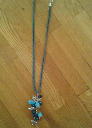 Оригинальная из натур.камней и мельхиоровых эл-тов подвеска