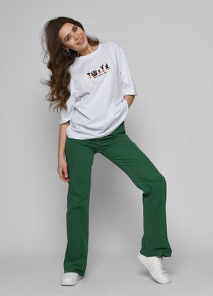 Женские джинсы эспаньолы зеленые  ⁇  652006 фото