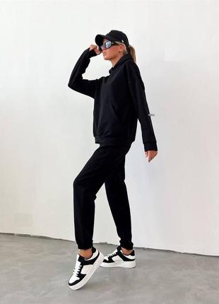 Женский костюм классический спортивный спорт повседневный удобный качественный брюки штанишки и + кофта черный