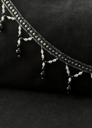 Бахрома стеклярус для штор и тюлей перл черная