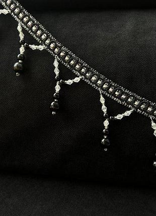 Бахрома стеклярус для штор и тюлей перл черная