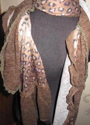 Леопардовий коричневий шарф2 фото