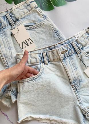 Женские джинсовые шорты с потертостями зара zara 0108/0297 фото