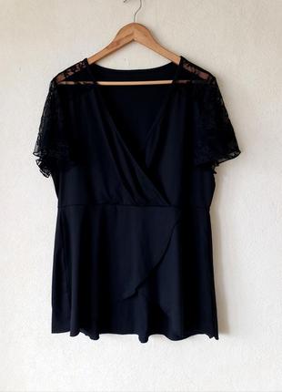 Новая удлиненная стречевая блуза с кружевными вставками sheine 2 xl