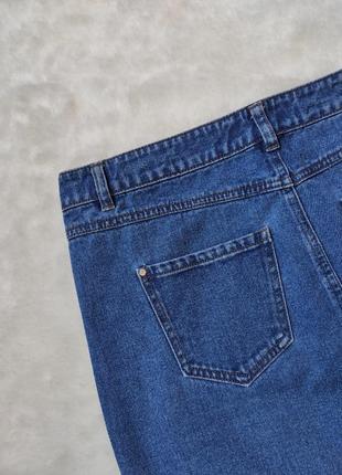 Синяя голубая длинная джинсовая юбка миди короткая с кнопками спереди пуговицами стрейч батал9 фото