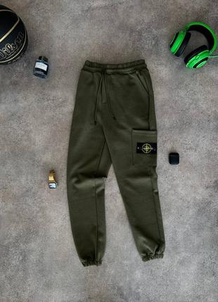 Брендовые мужские брюки стон айленд/качественные штаны stone island в хаки цветах1 фото
