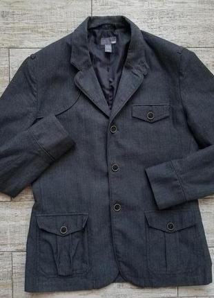 Сірий піджак з візерунком "у ялинку" куртка жакет h&m (xl-l)6 фото